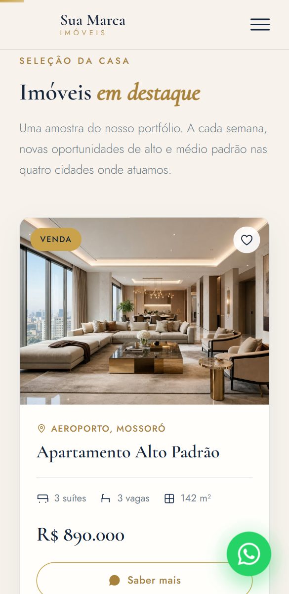 Versão mobile do site