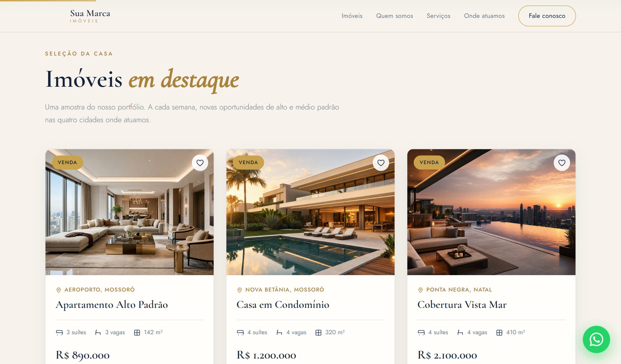 Site com vitrine de imóveis